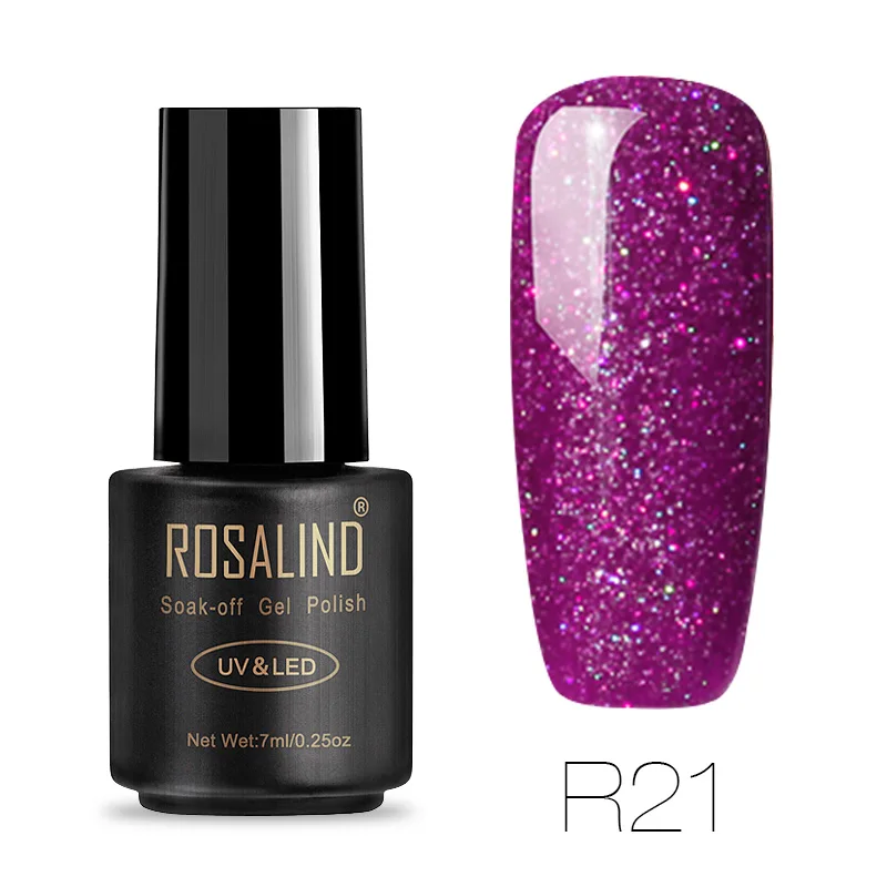 ROSALIND 7 мл Лак для ногтей Радужный мерцающий R01-29 дизайн ногтей УФ светодиодный маникюрный гель для ногтей Полупостоянный замачивающийся Гель-лак - Цвет: R21