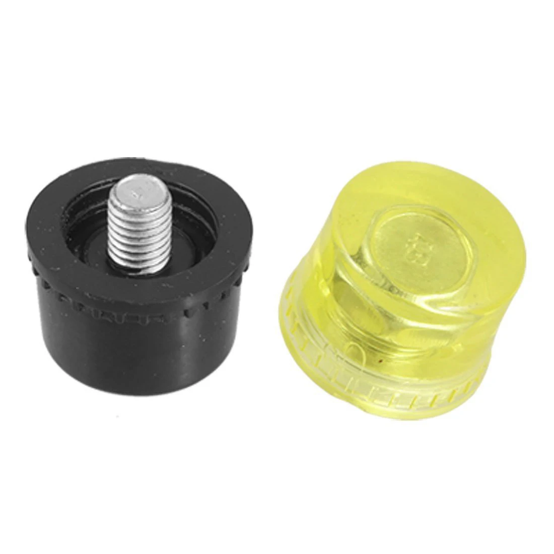 Replaceable 10mm Thread Head Plastic Hammer Tip 40mm Dia Clear Yellow 2pcs