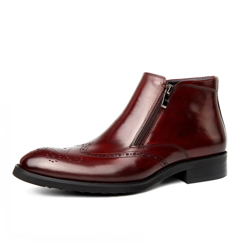 

2018 Fashion Men's Genuine Leather Ankle Boots Man Metal Pointed Toe Punk British Style Chelsea Boot Mens Casual Shoes YJ-A0047