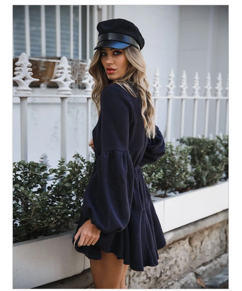 Long Sleeve Women Sexy Dress Winter 2018 V Neck Bandage Sashes Ladies Mini Sweater Dresses Knitted Autumn Short Vestido Party    (13)