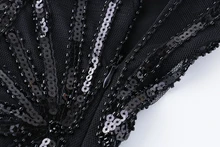 Vintage Vestidos 1920s Flapper Great Gatsby Party Dress Women's Retro Beaded Sequined Floral Fringed V Neck V Back Black Dress