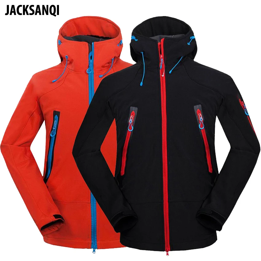 

JACKSANQI Men's Camping Hiking Softshell Jackets Men Outdoor Sport Waterproof Windproof Thermal Coat Trekking Windbreaker RA116