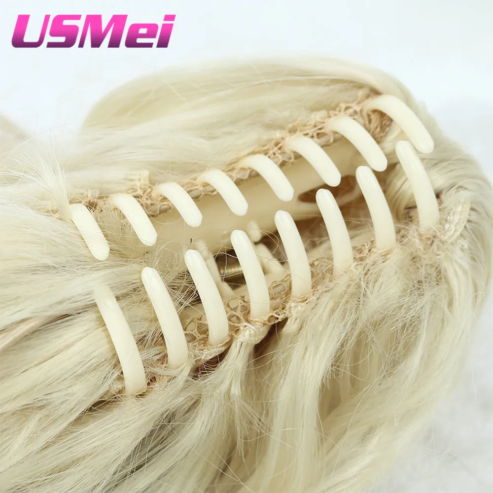 USMEI 32'' Synthetic Ponytail Wowen Wavy 613# Claw Clip in PonyTail Hair Extension heat resistant fake hair pieces 5 colors