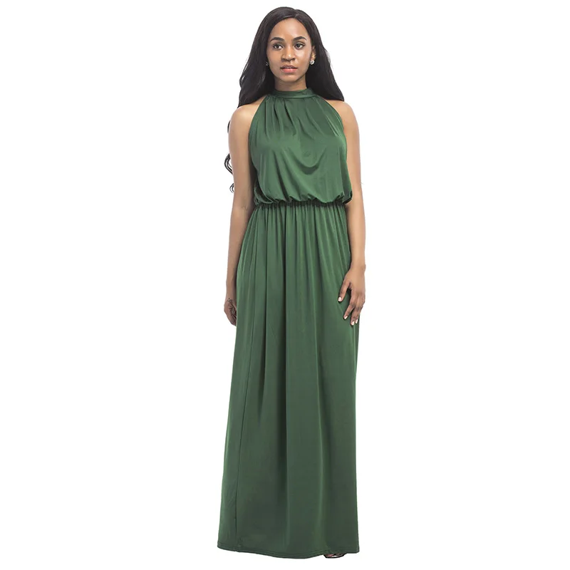 Kostlich Loose Casual Plus Size Ladies Dreses Elastic Waist Back Bow Tie Sexy Women Long Dress O-Neck Sleeveless Summer Dress (8)