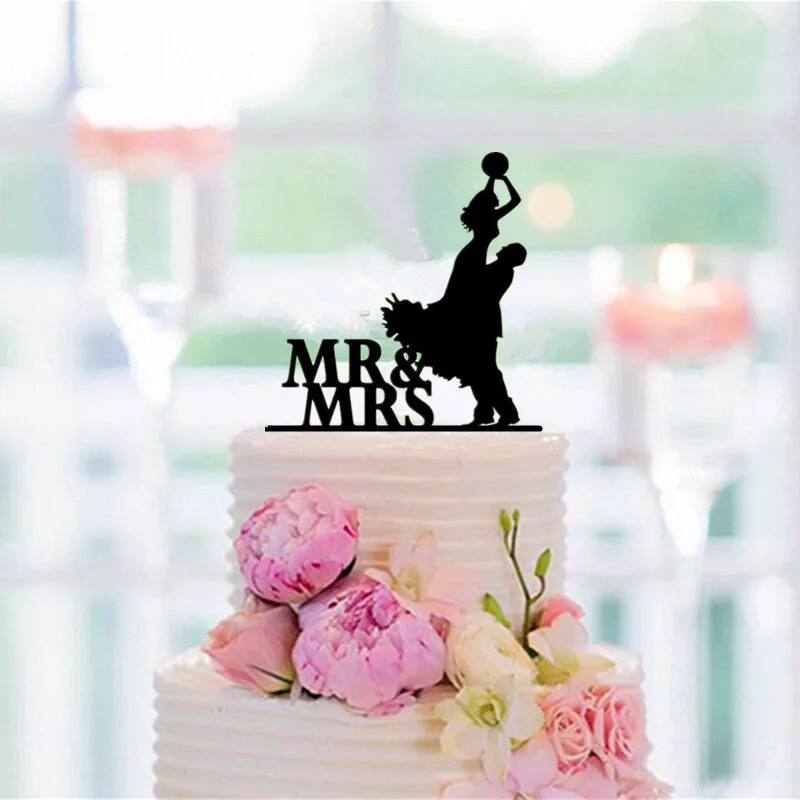 Черный акриловый спортивный стиль Свадебный торт Toppr День рождения/помолвка/юбилей Торт Топперы невесты и жениха украшения торта - Цвет: style 6