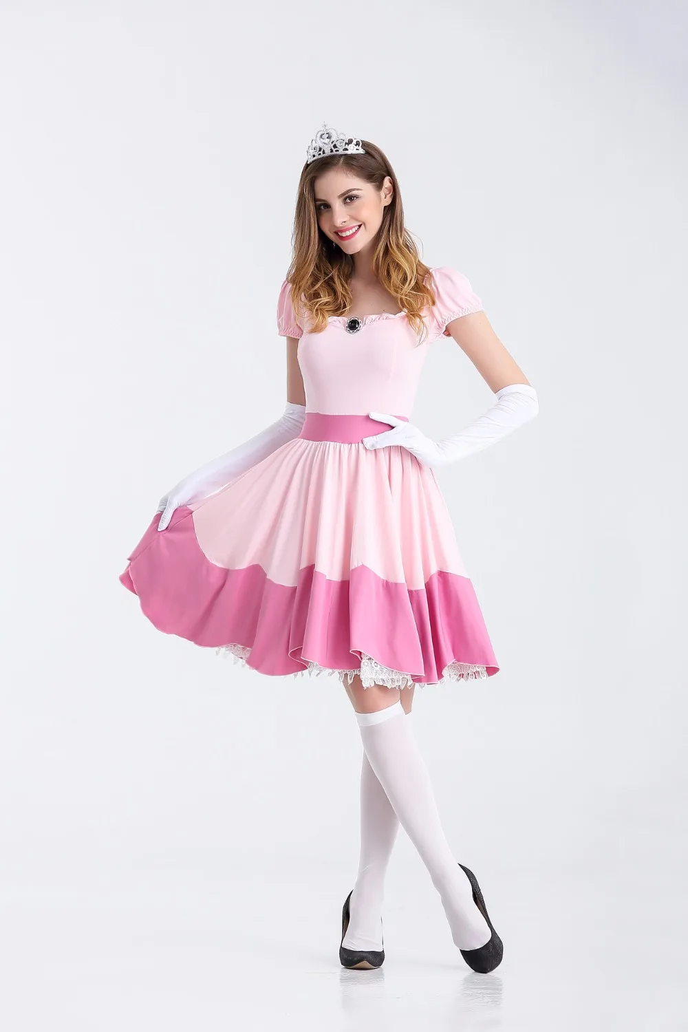 

Halloween Pink Peach Princess Super Mario Costume Women For Adults Women Girl Super Mario Bros Cosplay Party Dress Sexy Cosplay
