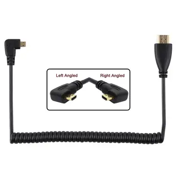 

Jimier Stretch Spring Micro HDMI to HDMI Male HDTV Cable for Cell Phone & Tablet & Camera for TF201 XOOM Left & Right