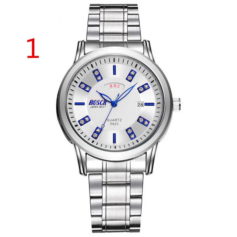 

Men's watch waterproof calendar quartz men's watch steel belt simple casual tide non-mechanical men's watch