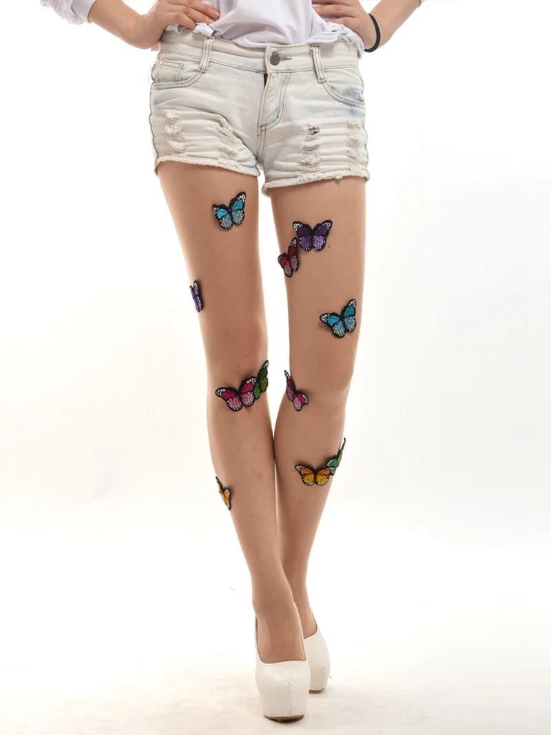Прозрачные колготки в стиле Лолиты С Рисунком бабочки для девочек; колготки; пикантные чулки - Цвет: Хаки