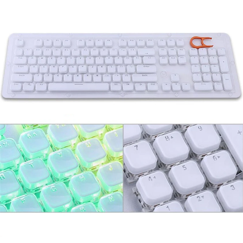Ретро-клавишные колпачки с двойной съемкой, белые двухцветные клавиши с кристаллами для механической клавиатуры с 104 клавишным колпачком, американские раскладки