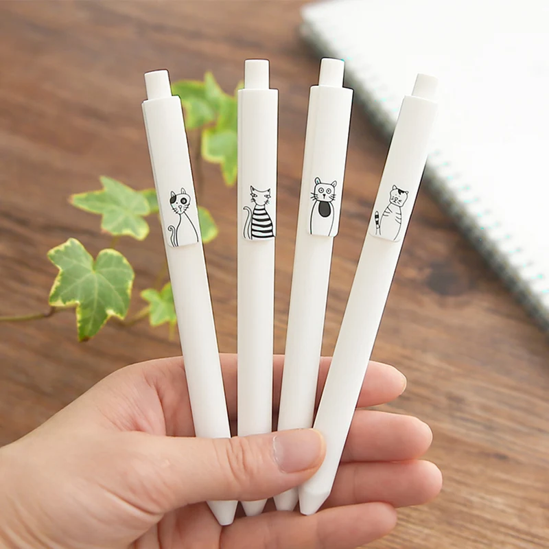 

48 pcs/Lot Cartoon cat gel pen 0.5mm roller ball Triangle type black color writing pens Signature Office School supplies FB726