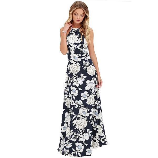 Летние женские платья длинные цветочные платья принт бохо платье плюс размер 5XL без рукавов пляжное праздничное платье-комбинация женские платья - Цвет: Черный