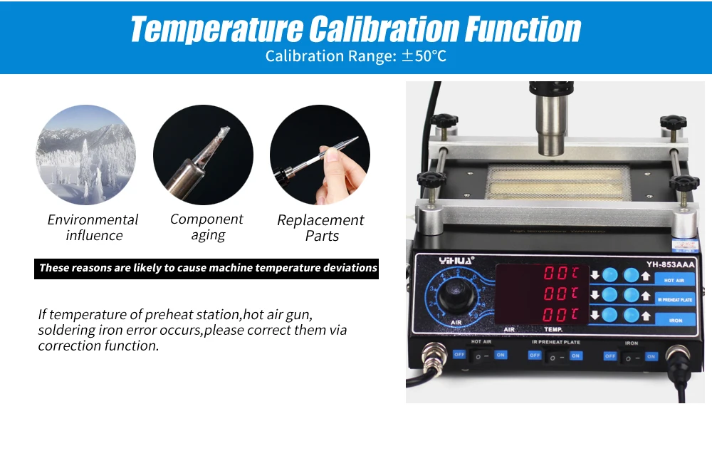YIHUA 853AAA станция предварительного нагрева 3 в 1 BGA паяльная станция паяльники горячего воздуха паяльная станция с горячим воздухом пистолет стенд