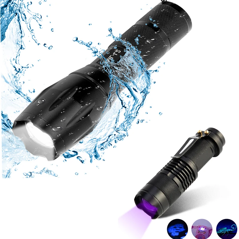 

UV Flashlight Torch 395nm Purple Light LED Flashlight Lamp for Marker Checker and T6/L2 Powerful Camping Ultra Bright Torch Hot