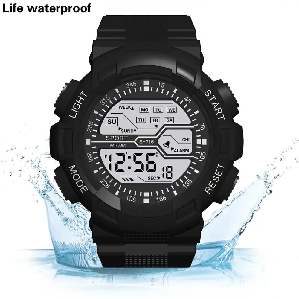 

Business Sports Watch Coperation Vintage Women Men Waterproof Clocks Stainless Steel LED Digital Alarm Stopwatch WristWatch 40X