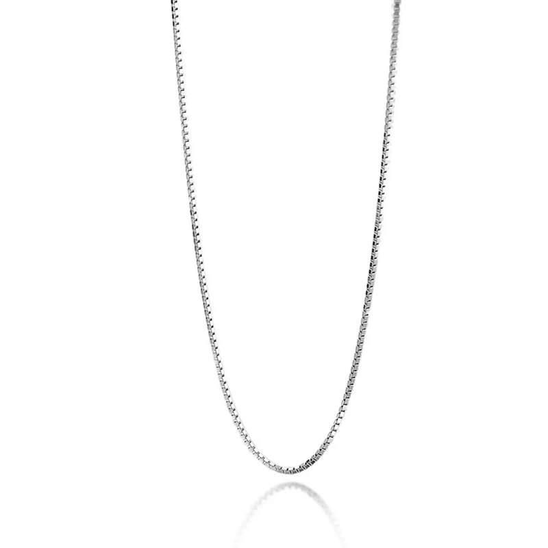 

AINUOSHI 100% Real 925 Sterling Silver Slim Box Link Chain Women 18 Inches 1mm Necklace for Pendants Fashion Jewelry Collares