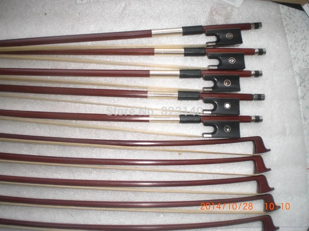 

10 PCs Quality Brazil Wood Violin bow 4/4 Silver color amounted