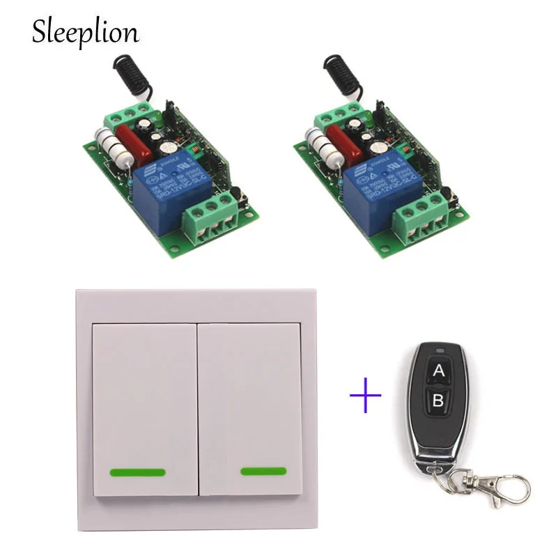 

Sleeplion 220V 110V 10A Wireless Remote Control Switch Remote Wall 2-Key ON/OFF Transmitter+2 Receiver