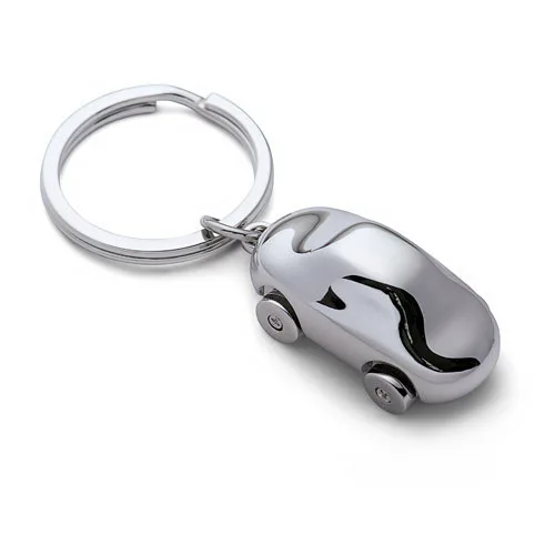 Car 3D Model Keychain Polished Chrome Classic Spinning Wheels Key Chain Ring Keyring Keyfob Key