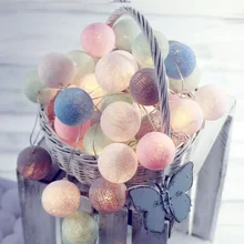 Luzes led de 4cm de algodão, pisca-pisca colorida com 2m, luzes para o natal, para áreas externas, jardim, decoração de casamento, iq
