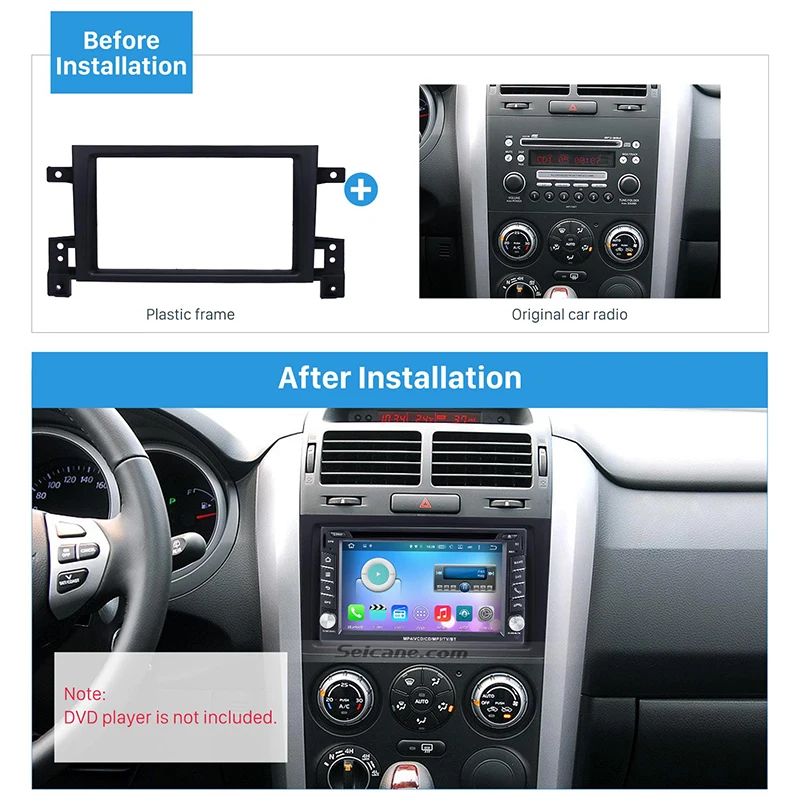 Автомагнитола Seicane 2 Din с DVD плеером обшивкой и рамкой для Suzuki Grand Vitara 2005 2008 2010