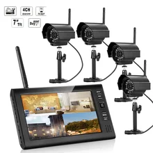 NEW 7 Inch Monitor Wireless CCTV Kit 2.4GHz 4CH Channel CCTV DVR 4PCS Wireless Cameras Audio Night Vision Home Security System