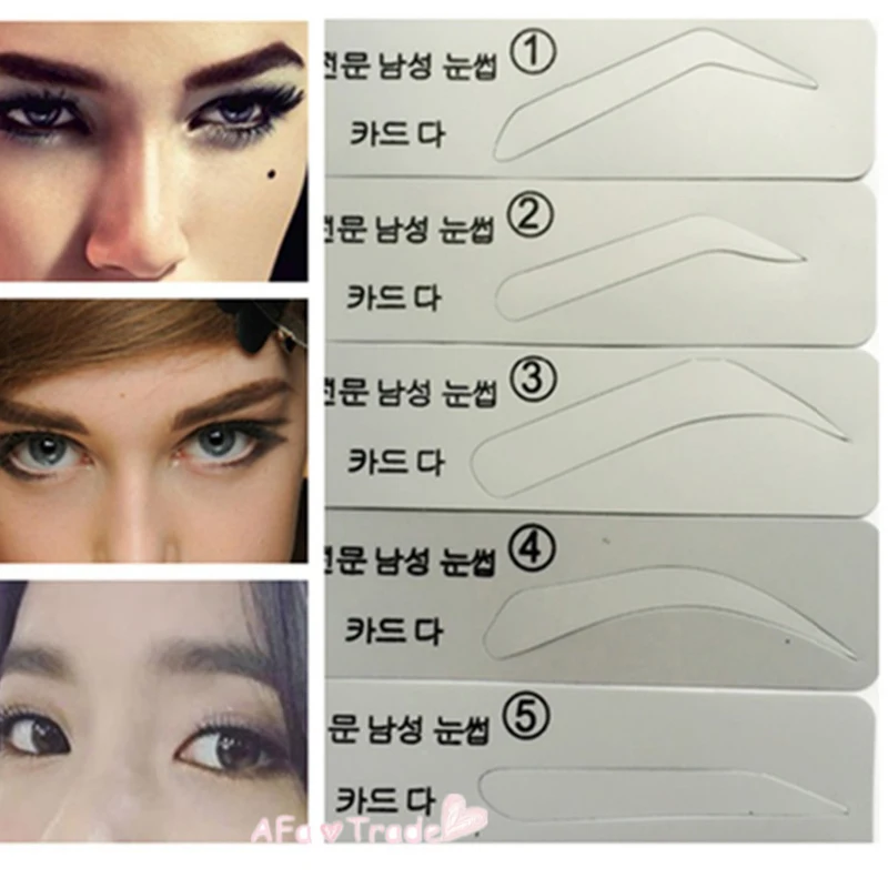 

New Hot Eyebrows Makeup Tools 5pcs Eyebrow Stencils for Man Women 5 Types Eyebrow Template Brow Stencils