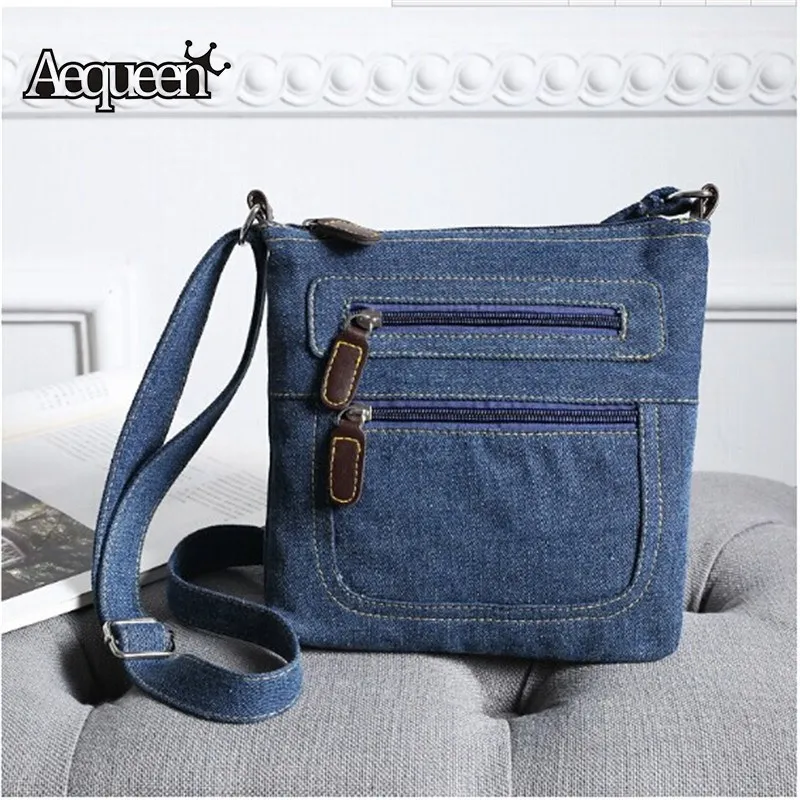 AEQUEEN 2018 Denim Crossbody Bag For Women Messenger Bags Mini Flap