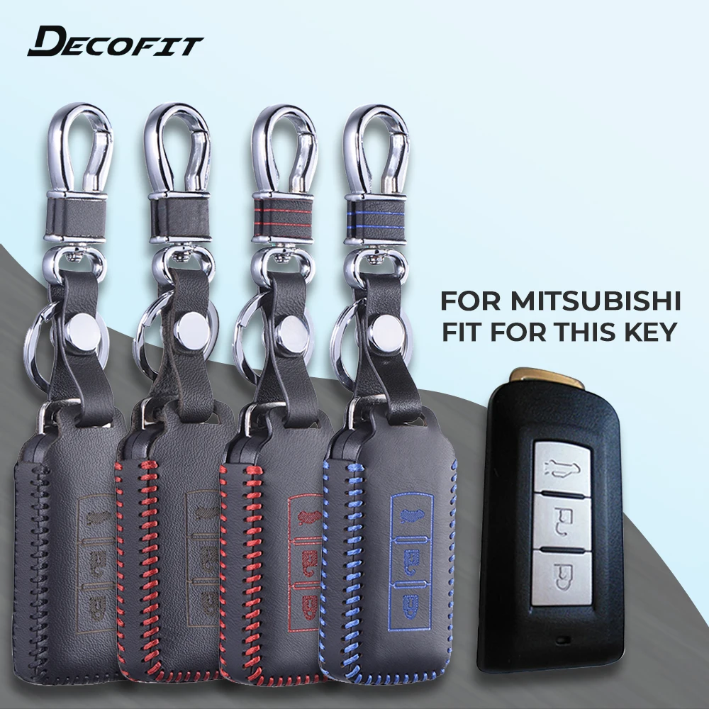 

Top Leather Key Cover for Mitsubishi Outlander Lancer10 EX Pajero Galant Sport ASX RVR L200 Fob Case Chain Shell Keychain Keybag