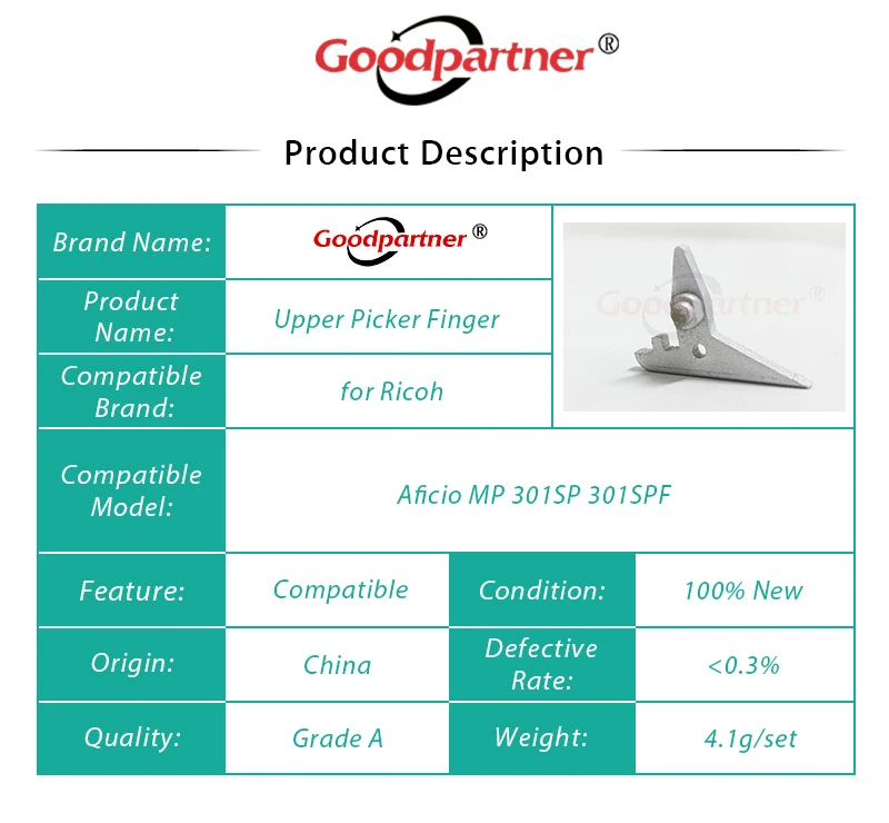 Dedo para Ricoh Mp301 Mp301spf Superior Fuser Roller Picker Aficio mp 301sp 301spf 301 30 pc x Ae04-4072 Ae044072 - Imagem 3