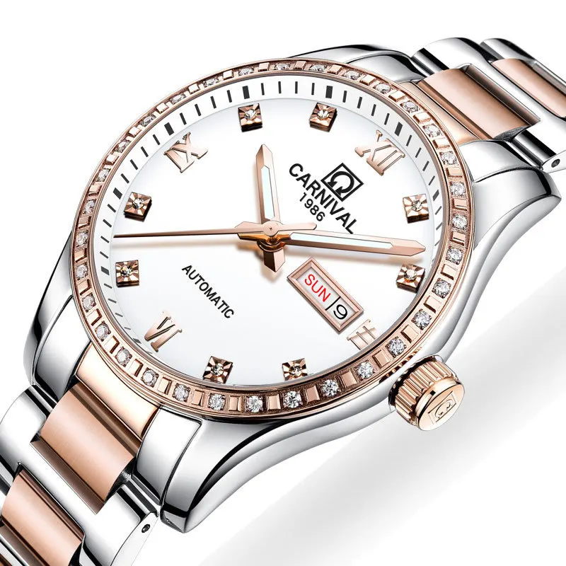 Здесь продается  Carnival Mens Watches Top Brand Luxury Mechanical Automatic Watch Men Business Gold Diamond 30M Waterproof Clock erkek kol saati  Часы