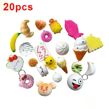 

Hot Selling 20 pcs/lot Mobile Phone Straps Squishy Cute Soft Panda/Bread/Donut Phone Keychain for Phone Decor break Cake Toys
