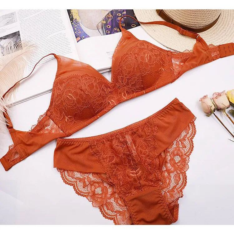 New Women's underwear Set Lace Sexy Push up Bra And Panty Sets Embroidery Brassiere Solid 3 Color Lingerie Adjustable Bra Set  (11)
