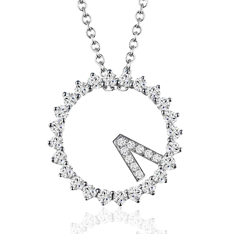 

Wholesale Sterling Silver Clavicle Necklace Round Pendant Anniversary Jewelry Zircon Diamond Pendant 925 Silver Necklace 45cm
