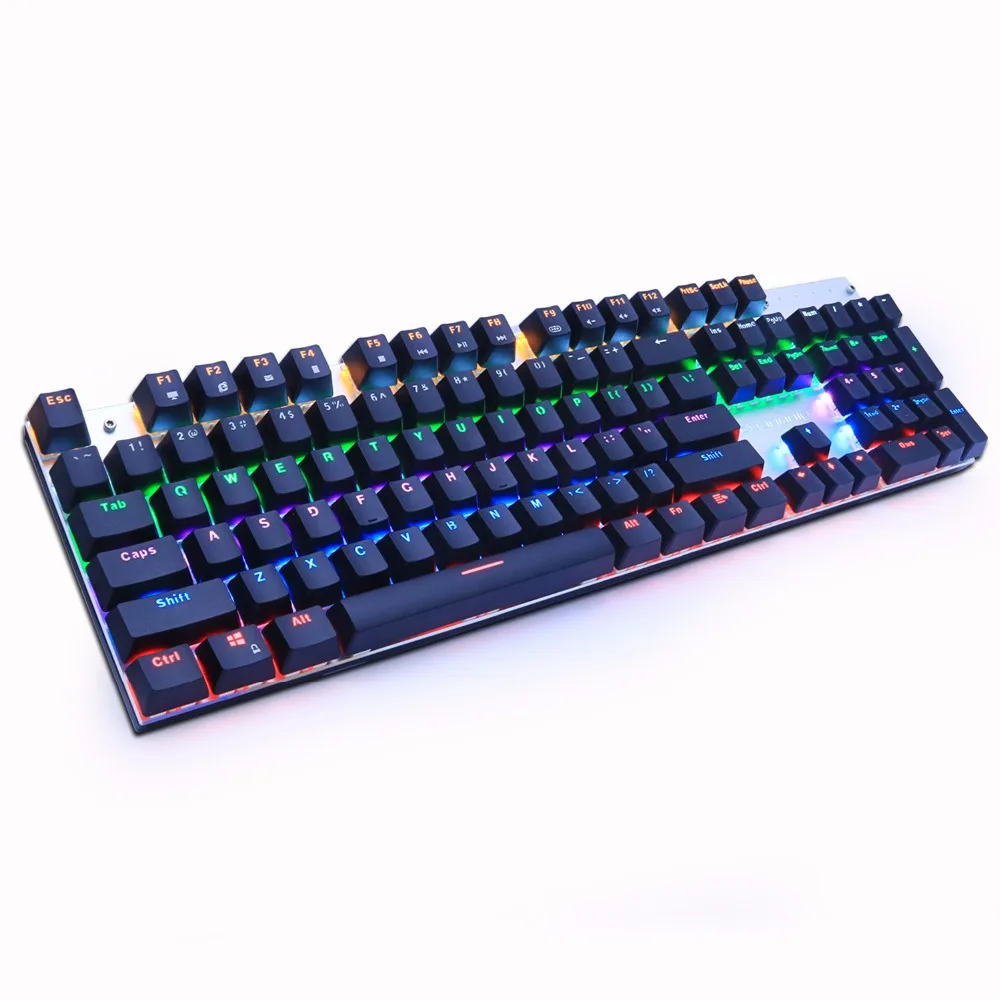 Wireless gaming mechanical keyboard LED backlit black blue switch rechargeable 2.4GHz Gamer US/Russ