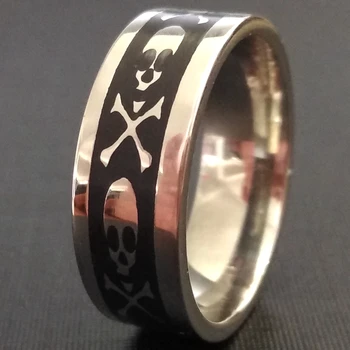 

36pcs Mens Rings Classic Skull Black Cool Vintage Biker Punk Ring 316L Stainless Steel Skeleton Rings Men Gift Wholesale Jewelry