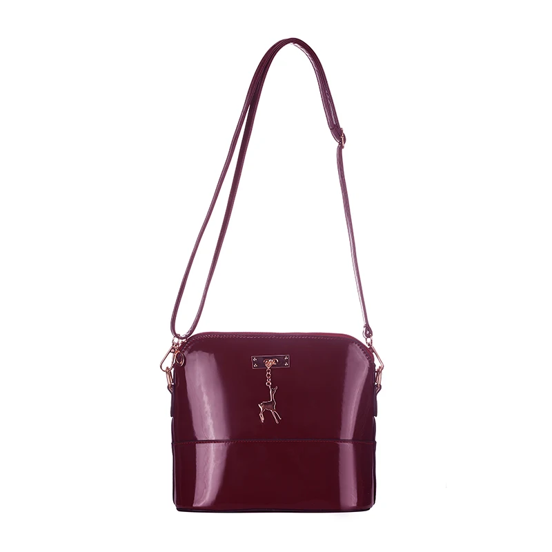 Daunavia фирменные новая женская сумка из лакированной кожи, женская сумка, сумка на плечо, сумка для плеча, сумка Стеганое пальто посылка кулон милый олень - Цвет: Фиолетовый
