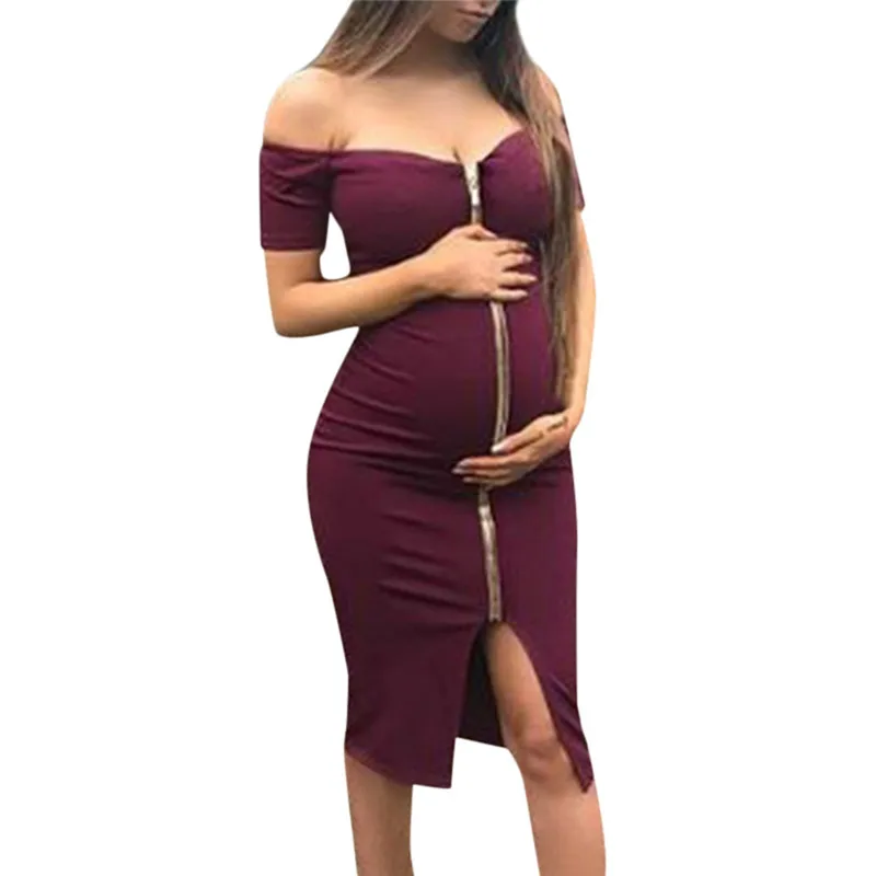 

2019 new Women Pregnant Maternity Nursing Solid Breastfeeding Summer Maternity Dress Fashion brief design #4m28