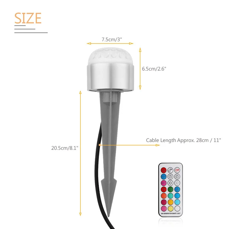 AC 85-245 V светодиодный садовый свет пятна наружного освещения RGB газон лампада подводные фонари со стержнем Водонепроницаемый IP65