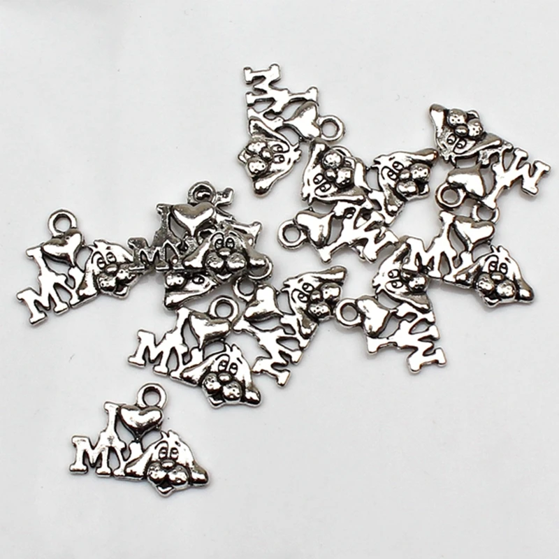 

12pcs Charms I love my dog 17mm*13 Antique Tibetan Silver Pendant Finding Accessories DIY Vintage bracelet Necklace Handmade