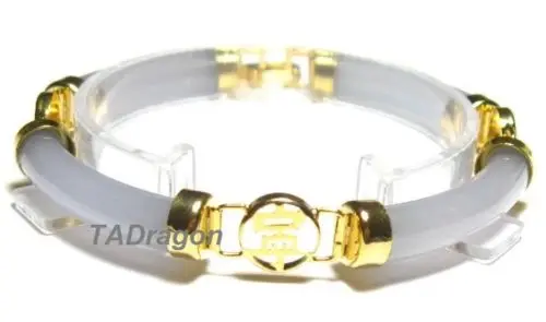 

shipping>>>>7.7" LIGHT BLUE stone 18K YGP SERENITY BAMBOO BRACELET