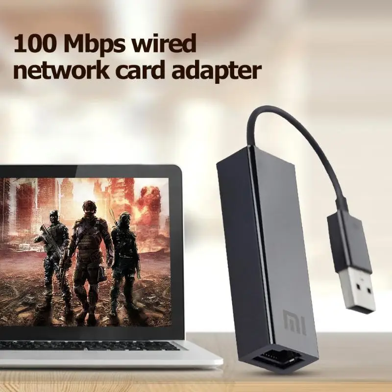 Xiaomi USB 2,0 к RJ45 Ethernet адаптер Сетевая карта 10 Мбит/с и 100 Мбит/с сети автоматически для медиаплеер Xiaomi 3 реквизит