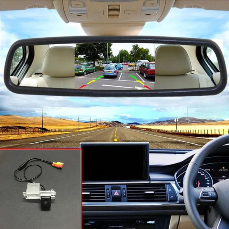 2in 1 5 дюймов TFT LCD Автомобильный зеркальный монитор + HD камера заднего вида ночного