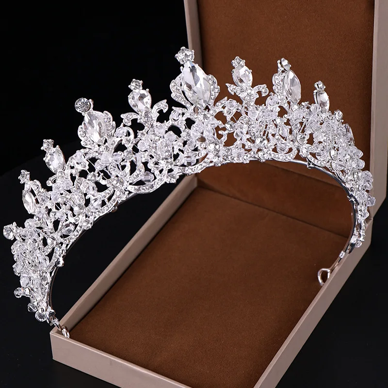

Rhinestone Crown and Tiaras Wedding Bride Tiara Queen Rhinestone Crystal Crown Bridal Hair Jewelry Head Adornment 2019 New