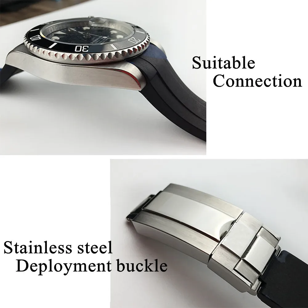 Waterproof Watchband Rubber Silicone Strap for Rolexwatch Diving Sport Watchstrap Camouflage for Submariner GMT Bracelet 20mm 
