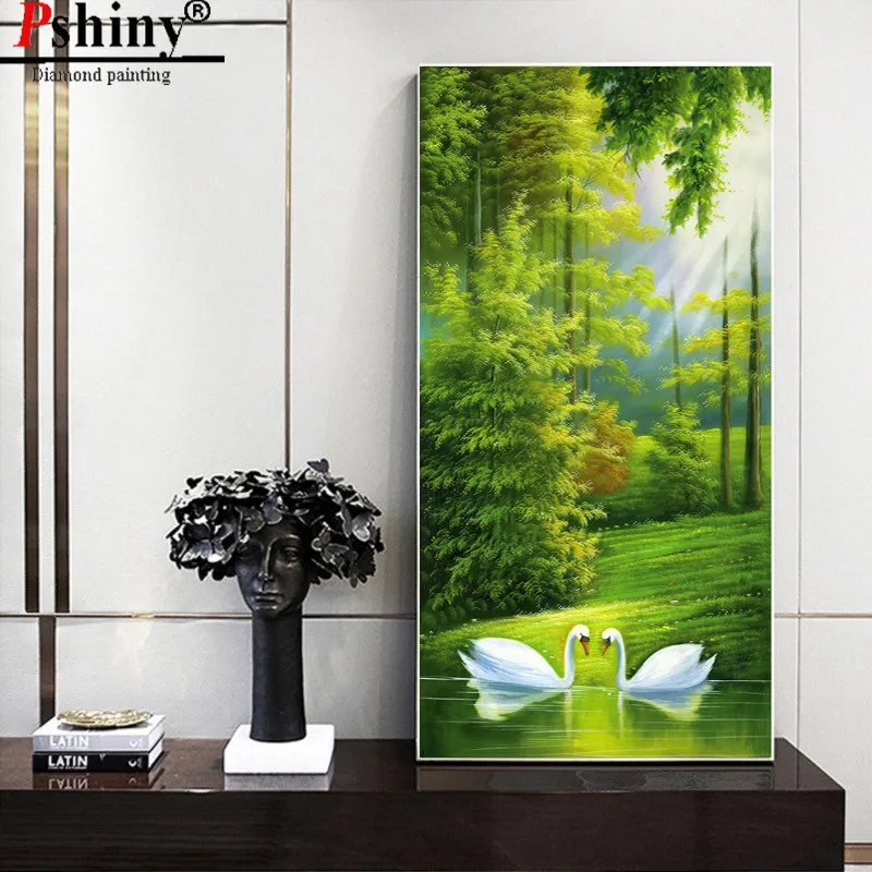 PSHINY DIY 5D алмазная вышивка распродажа лес Алмазная мозаика Лебедь полная дрель квадратная Стразовая вышивка Алмазные картины из кристаллов