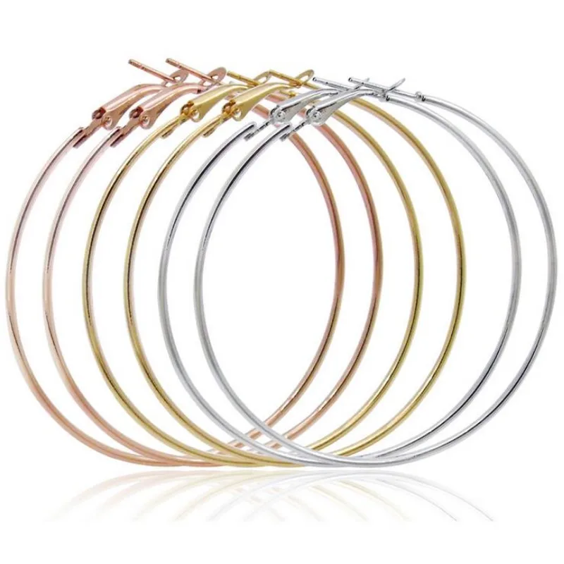 

silver Simple Gold color Big Hoop Earring For Women Statement Fashion Jewelry Accessories Large Circle Round Earrings Classic