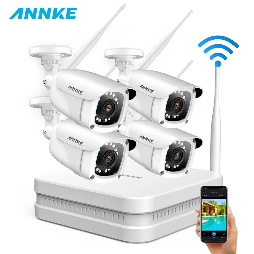 

ANNKE 8CH 1080P FHD Wireless NVR Video Security System With 4PCS 2MP Bullet Outdoor Weatherproof IP WIFI Cameras Home CCTV Kit