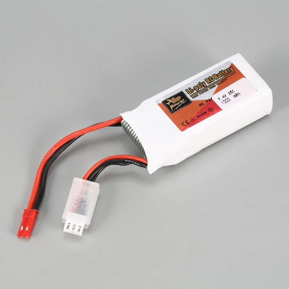 Перезаряжаемая Lipo батарея ZOP power 7,4 V 1000 mAh 2 S 25C JST разъем для радиоуправляемого дрона FPV квадрокоптера DIY игрушки запасные части