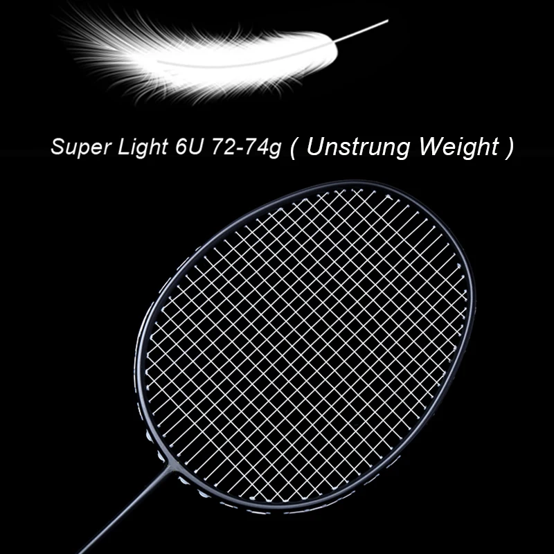 Najtaniej Ultralight 6U 72g Strung paletka do badmintona profesjonalna rakieta do badmintona węglowego 22 28 LBS darmowe uchwyty i opaska